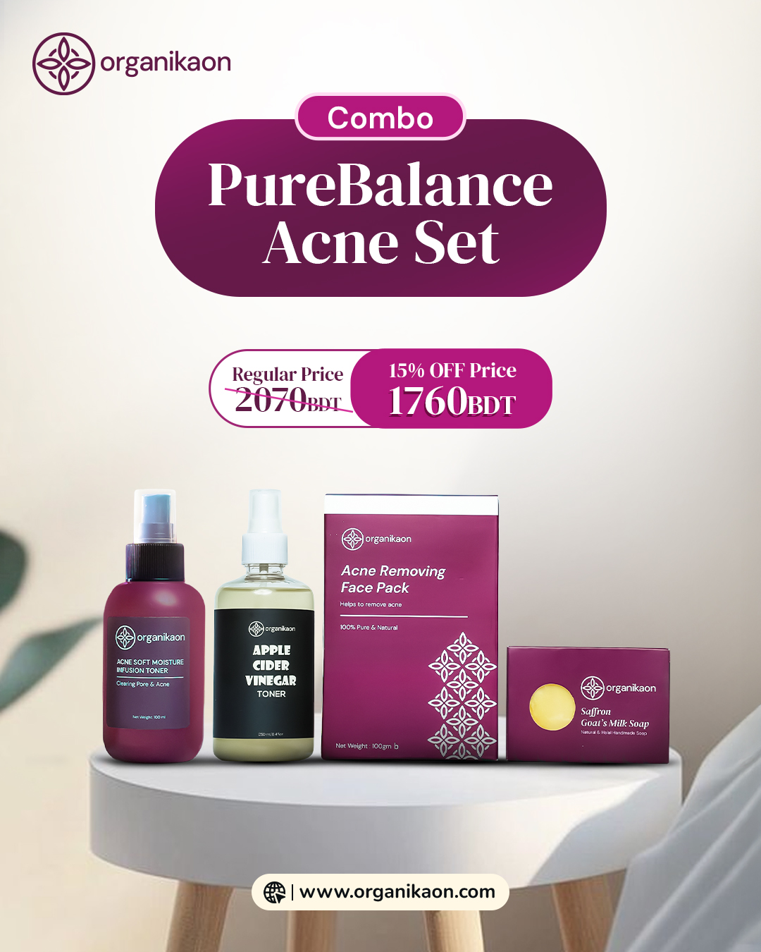 Organikaon Acne Combo || PureBalance Acne Set