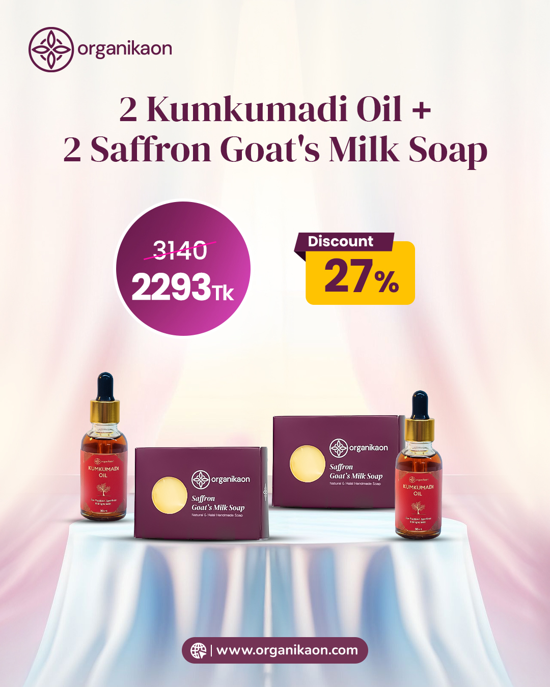 2 Kumkumadi Oil + 2 Saffron Goat's Milk Soap