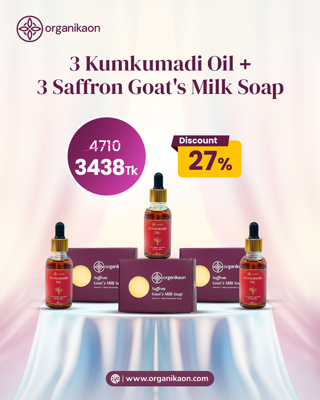 3 Kumkumadi Oil+3 Saffron Goat's Milk Soap