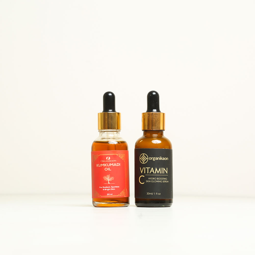 Luxury Skin Glowing & Repairing Combo | Organikaon Hydro Boosting Vitamin C Serum & Kumkumadi Oil