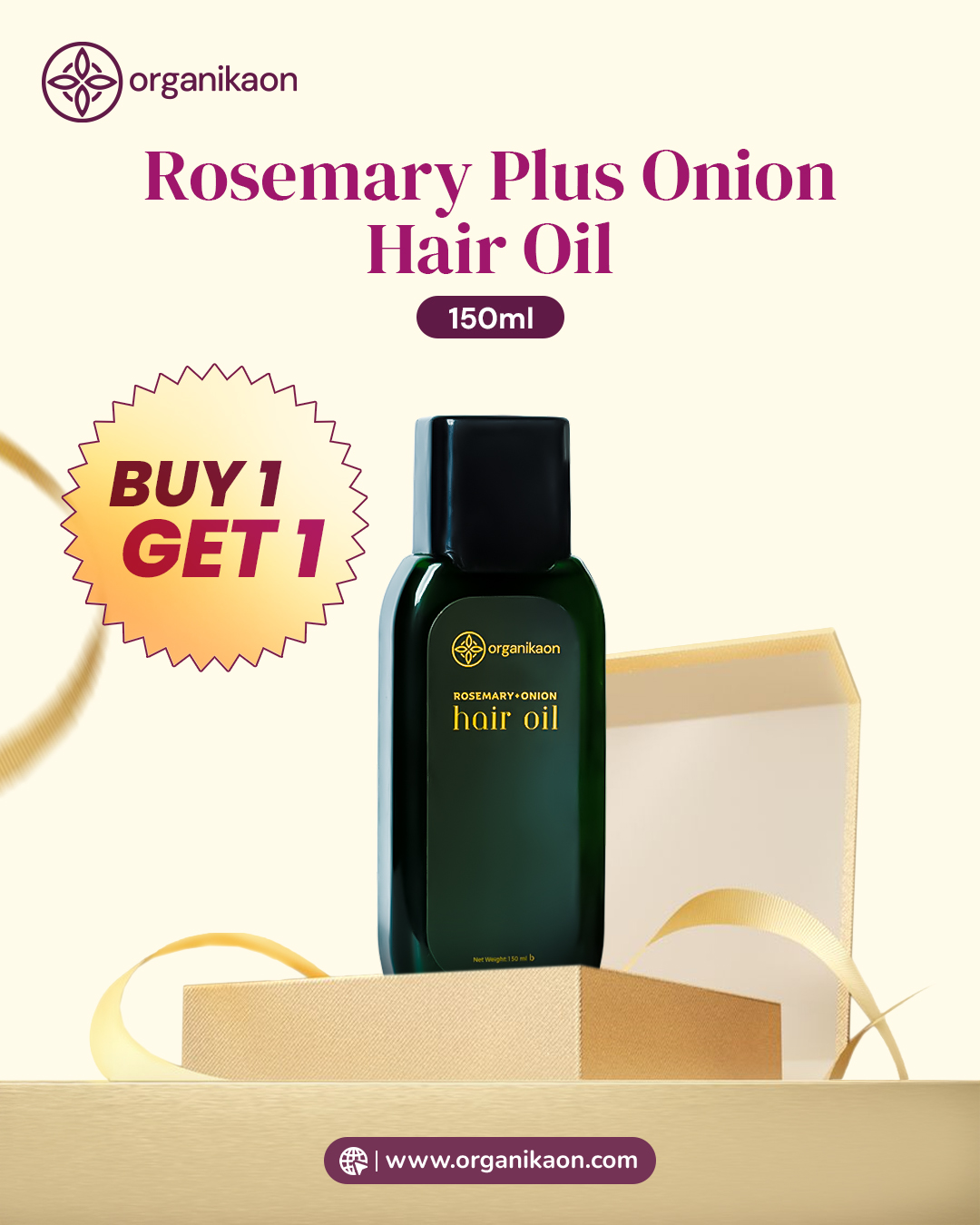 Organikaon Buy 1 Rosemary Plus Onion Hair Oil 150ml & Get 1