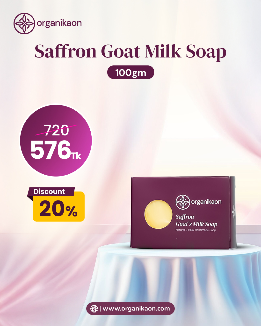 Organikaon Saffron Goat Milk Soap 100gm