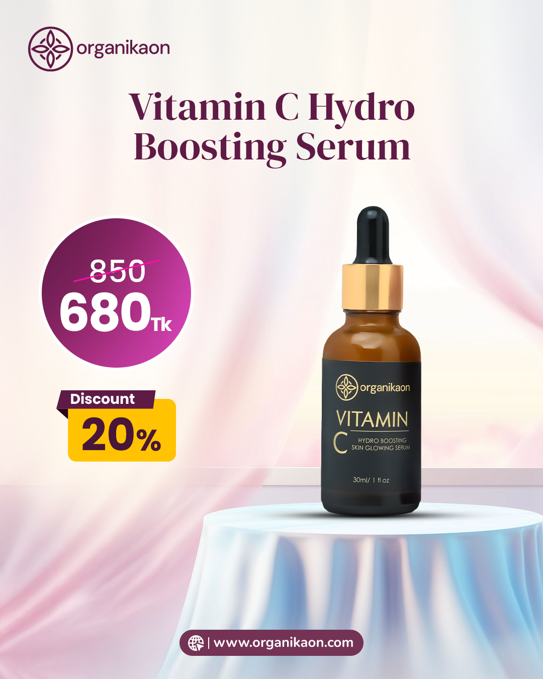 Organikaon Vitamin C Serum For Bright & Younger Skin! (Hydro Boosting) 30ml
