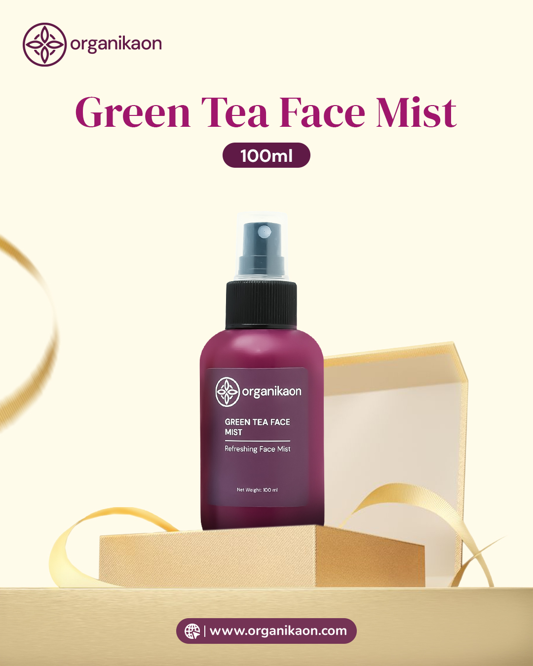 Organikaon Green Tea Face Mist Toner for Oily Skin 100ml