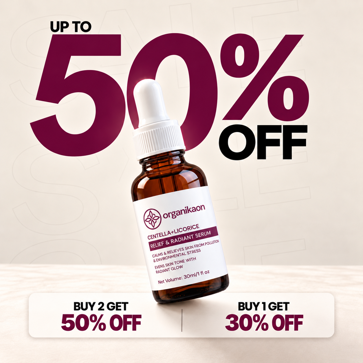 Organikaon Centella + Licorice Relief & Radiant Serum 30ml