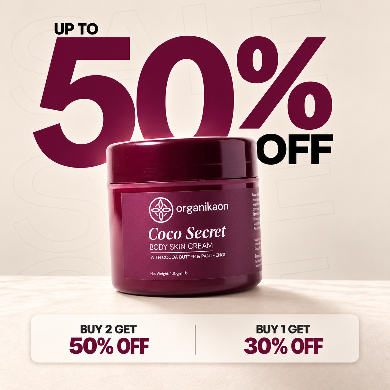 Organikaon Coco Secret Body Skin Cream 100gm