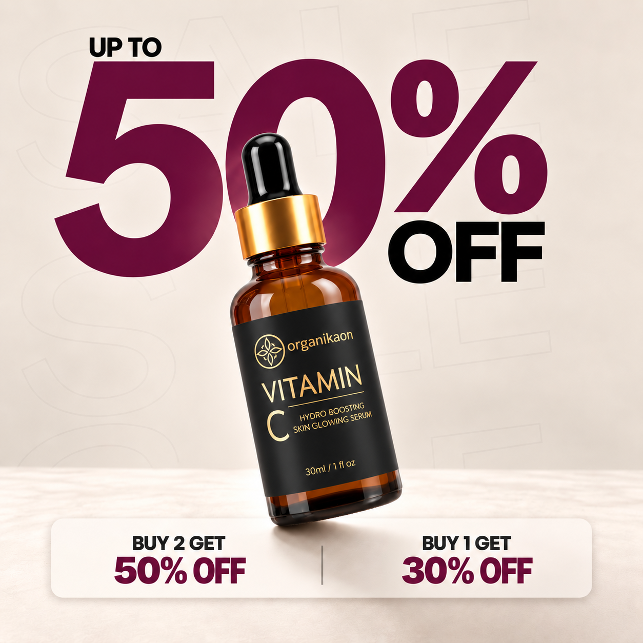 Organikaon Vitamin C Serum For Bright & Younger Skin! (Hydro Boosting) 30ml